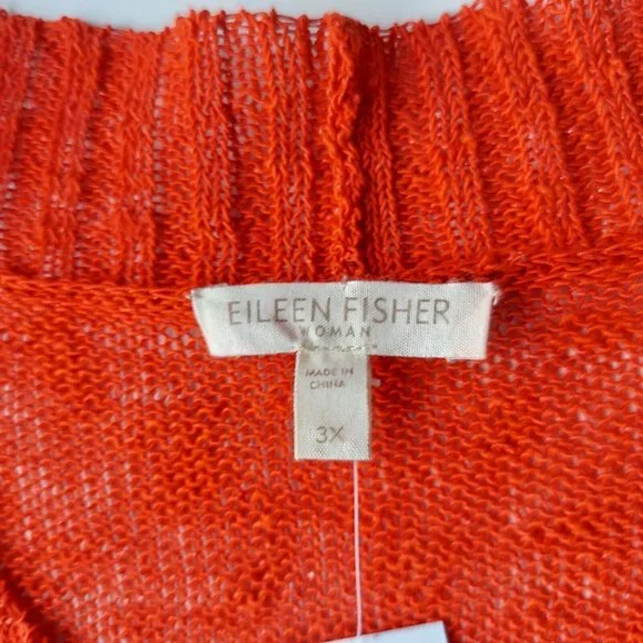 NWT EILEEN FISHER WOMAN 3X Melange Linen Grain Cascading Front Textured Cardigan - Picture 6 of 16